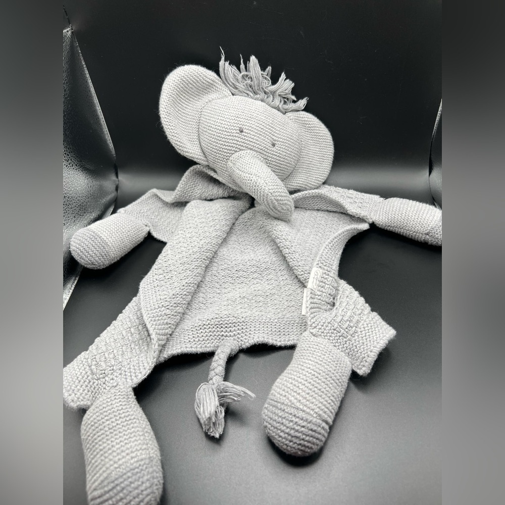 Mud Pie Mudpie Knitted Gray Elephant Lovey Security Blanket